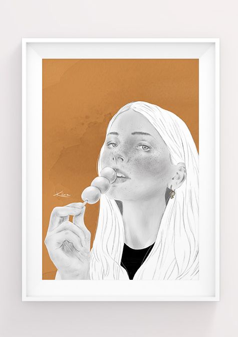 Cuadro con ilustración de chica GULA