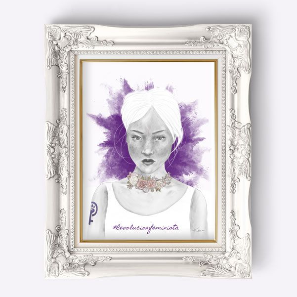 Cuadro con ilustración feminista chica revolución feminista