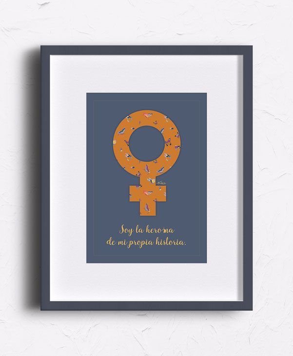 Cuadro con símbolo feminista y frase feminista