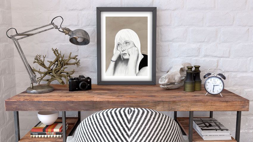 Decoración de interiores con cuadro con ilustración de chica PEREZA