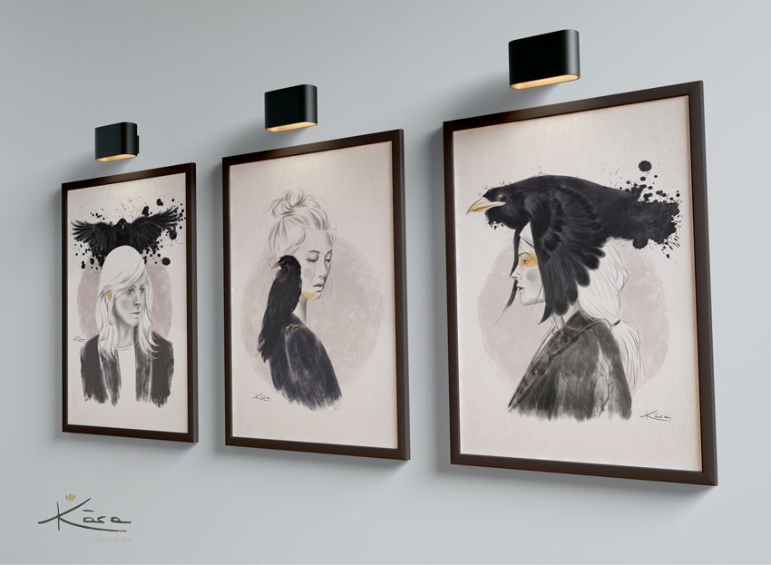 Decoración de interiores con ilustración de chicas MIEDO-CULPA-TRISTEZA