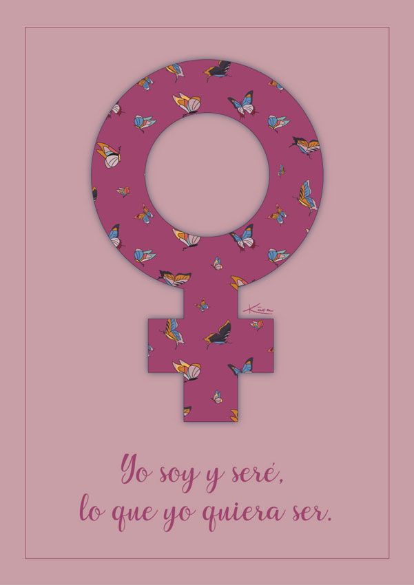 ilustración con el símbolo feminista morado