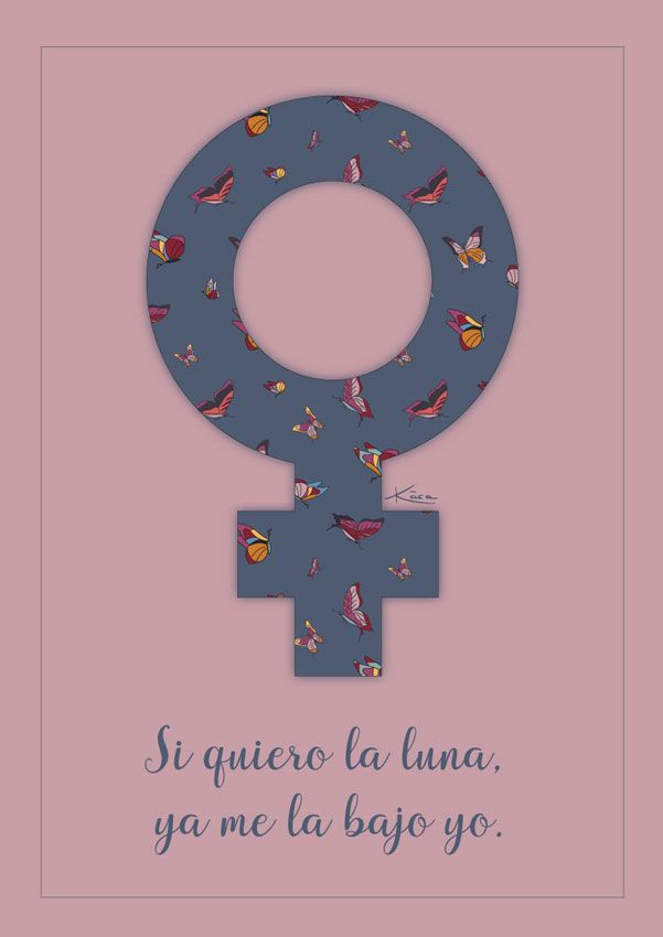 Ilustración símbolo feminista navy con frase feminista