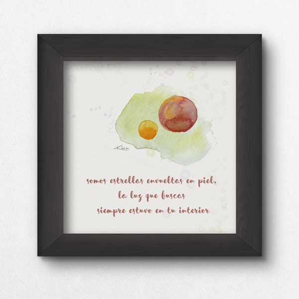 Cuadro con ilustración en acuarela con frase inspiradora