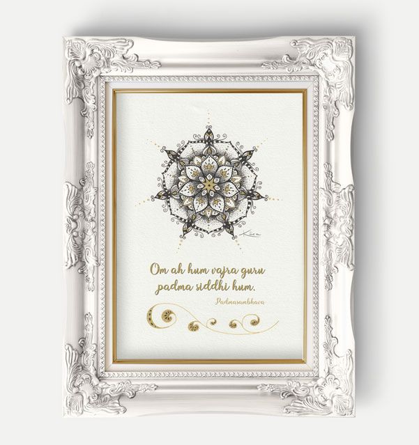 Cuadro con ilustración mandala con frase inspiradora