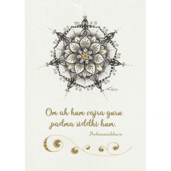 Ilustración de mandala con mantra iluminación de Padmasambhava