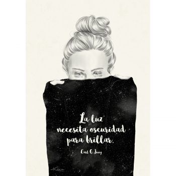 Ilustración digita con frase motivadora de Carl G. Jung