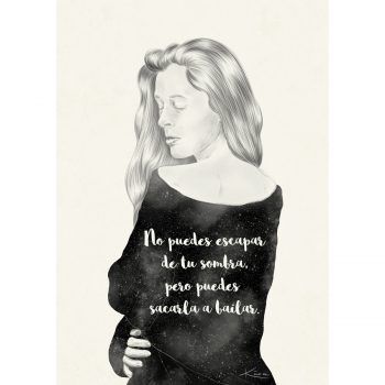 Ilustración digita con frase motivadora sobre la sombra